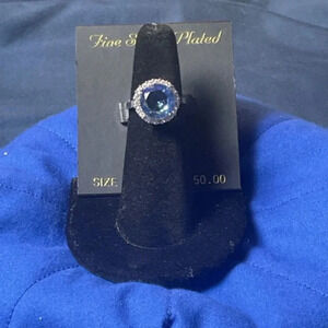 Kohl's Silver Plated and Blue Gemstone Ring Sz 7